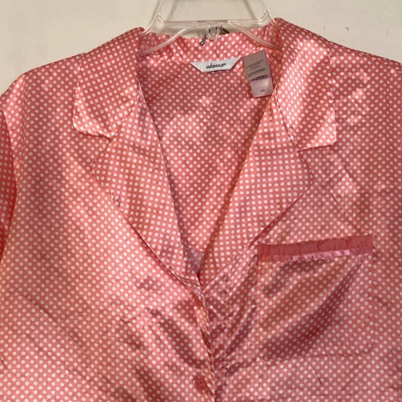 ❗️SALE❗️Adonna Polka Dot Vintage Silky Pajama Set Women’s Large Peach Color EUC - Picture 9 of 16